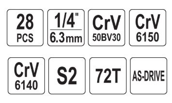 yato-14433 ΣΕΤ ΚΑΣΤΑΝΙΕΣ ΜΕ ΚΑΡΥΔΑΚΙΑ 1/4'' 28τεμ. Yato-14433