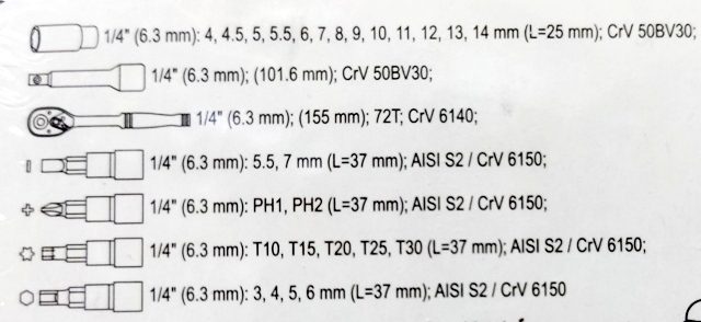yato-14433 ΣΕΤ ΚΑΣΤΑΝΙΕΣ ΜΕ ΚΑΡΥΔΑΚΙΑ 1/4'' 28τεμ. Yato-14433