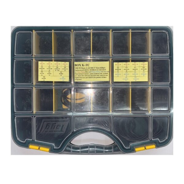 O-ring NBR90 ShoreA hydraulic seal kit for hydraulic face seals, boss and split flange fittings.